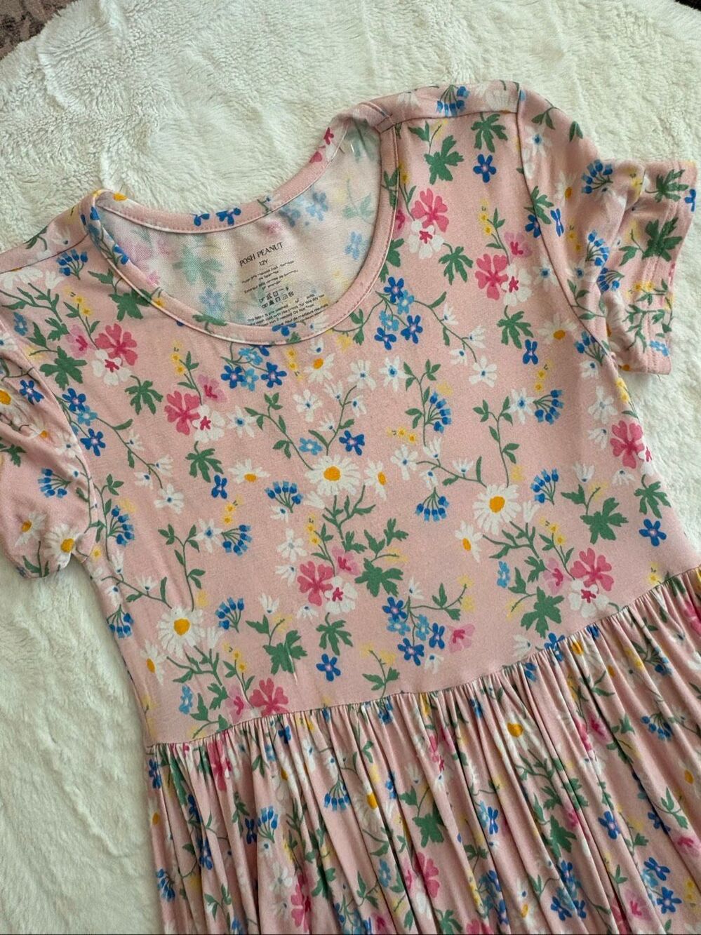Posh Peanut Girls pink floral dress size 12